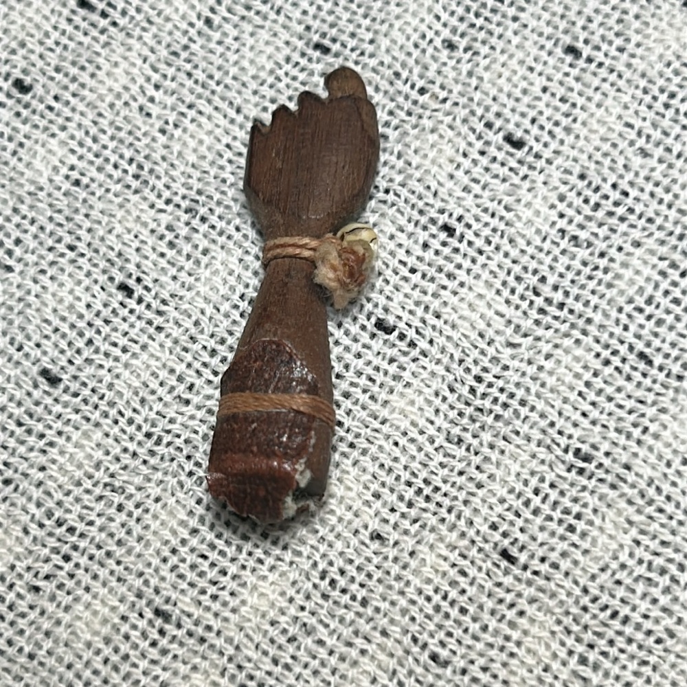 Brazilian Folk 1990s Wooden Handcrafted Pendant FIGA Good Luck